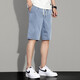 Satchi Tiansi Laiseer Denim Fünf-Punkte-Hosen für Männer 2025 Sommer dünne lose gerader modische Wasser-Wäsche lässig Casual Shorts für Männer EU_1049 Hellblau 28