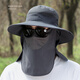Hat de soleil fini masculin UV Sun Protection Sun Face Masque Fisherman Chatte extérieur pêche respirant Cool Sun Hat 1592-KAKI Réglable (chapeau + masque)