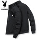PLAYBOY Jacket Men's Spring and Autumn Casual Young and Middle-aged Thin Stand Collar Versatile Outdoor Sports Jacket Army Green XL