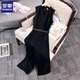 ROMON summer women's jumpsuits and versatile trendy casual pants loose and slimming new fashionable wide-leg pants sleeveless jumpsuits black jumpsuit S recommended 80-100 Jin [Jin equals 0.5 kg]