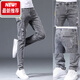 
Lee dprre summer thin jeans men's slim feet men's pants ripped trendy brand elastic slimming 2025 men's long trousers 6636 gray + 306 black 32