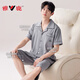 Yalu Pajamas Men's New 2025 Cotton Pure Spring de manga corta de algodón corto y ropa de ropa para el hogar Summer Basting Rear Sear Sear (pantalones de manga corta) 9216 2XL