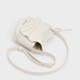 CHARLES/KEITH25 autumn new product retro pleated bow mini handheld crossbody bag CK6-40151554 Cream milk white XXS