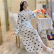 莫代尔睡衣女夏季2025年新款时尚气质金丝绒春秋冬季长袖睡袍性感长款浴 JDX-3527#睡袍黑色金丝绒 M