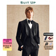 
Xiuta [Wedding Chronicle] Black Green Corn Suit Set Wedding Dress Engagement Decoration Suit Three-piece Thin Black [Top + Vest + Pants] Shirt L [48A] Please note the number of pants when ordering