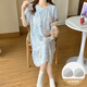 Victoria's style pajamas with chest pad for women in summer 2025 new loose and cute Korean style floral nightgown mid-length home clothing large size M16862 [with chest pad] M