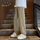 JEEP SPIRIT black American straight-leg pure cotton thin casual trousers spring and summer new versatile loose wide-leg work pants men Tennis light blue 1048 suitable for multiple scenes M (90-105Jin[Jin equals 0.5 kg]) Recommended reference size chart