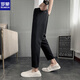ROMON solid color casual trousers, versatile trousers for spring, autumn and winter, trendy handsome trousers, Korean style slim-fitting nine-point trousers for men, black trousers, plus* velvet version 27