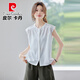 皮尔卡丹（pierre cardin）泡泡袖撞色职业衬衫女2025夏季新款纯色简约短袖衬衣女士休闲上衣 9903白色衬衫 S