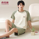 
SEPTWOLVES Spring and Summer New Men's Home Clothing Set Pure Cotton Summer Short Sleeve Shorts Can Be Used Outside Multi-Color Optional 02J13603 Men XL