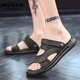 Classic car slippers men's 2025 new dual-purpose leather sandals trendy driving outdoor wearing men's sandals summer waterproof sandals 9715 khaki 38