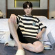 Официальный веб-сайт Hongdou [Центральная мать] 2025 Pajamas Men Summer Pure Cotton Cottoned Cotton Gotenger Home Olde Cover Style Cover Yzt679 Men L [Предлагают 110-135 Jin [Jin равны 0,5 кг] Wear].