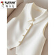 Holzspecker (Tucano) Neues französisches Licht Luxusstil Polo Kragen weiße Weste Jacke für Frauen Design Nische Sommer Chic ärmellose Top White M.