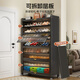 Gabinete de zapato Jiangwei Gabinete de entrada Gabinete de almacenamiento de pared integrado Puerta doméstica de múltiples capas Nuevo modelo 2025 [Acero de carbono engrosado] Gris 9 longitud de capa 120 altura 149 cm
