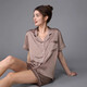 Amerpin first-line brand silk pajamas for women 100% mulberry silk girls pajamas short-sleeved shorts home clothes two-piece set 3899 light gray M [Weight: 80-99Jin [Jin equals 0.5 kg]]