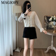 Magiopy International Luxury High-End Brand Light-Murity Set Set Women's Women's 2025 Wempring Temprement V-образный вырезок белый маленький вкусный стиль белый набор S (160) 100 джин [Jin равняется 0,5 кг]
