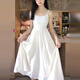 
Yu Shang Zhenpin White suspender dress Women's spring and summer long skirt wearing inner wear beach and beach pure temperament vest base White dress [ M ]