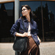Ep Yaying 2025 Nouveau produit du début de l'automne, Long Velvet Cotton Retro Washing Denim Veste courte Jeste J103A Navy S