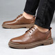 KUCLUT 2025 autumn and winter leather shoes men casual British Martin boots men real I leather Korean style trendy work shoes low top men's shoes 100 brown 9922 44