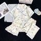 FENTENG (FENTENG) three-piece pajamas for women in summer 2025 new internet celebrity style spring and autumn cloud cotton short-sleeved short-sleeved long trousers home clothes 9922# cloud cotton three-piece set M 70-95Jin [Jin equals 0.5 kg]