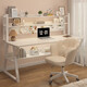 Desktop hole board computer table home desk bookshelf integrated table office desk study table bedroom e-sports table and chair 140CM milk white