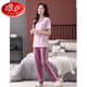 Langsha pijama para mujeres pantalones de manga corta de algodón puro en el verano 2025 juego de ropa casera nueva casual, cómodo y simple, se puede usar fuera de 7374 pasta de frijoles en polvo M 80-100Jin [Jin iguala 0.5 kg]