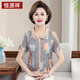 
Hengyuanxiang mother dress summer ice silk short-sleeved T-shirt fashionable new style middle-aged and elderly women's thin lapel shirt fashionable top 686 blue XL reference (80-100Jin [Jin equals 0.5 kg])