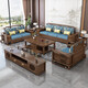Sala de estar de madera maciza de yayuan nueva combinación de telas de estilo chino de estilo chino Light Luxury Small Apartment Muebles 9906 [Combinación] 1+1+3 [Algodón] Cubierta de algodón y lino