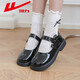 Warrior Warrior Children's Black Small Leather Shoes Girls Princess Shoes 2025 Spring and Summer New Girls Performance Single Shoes Campus Shoes Black|0232 30