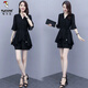 
Woodpecker Small Man Set Two-Piece Women's 2025 Summer New Style Large Size Small Fat Show High Belly High Belly Shirt Shorts [4018#] Black Set L 115Jin [Jin Equal to 0.5kg]