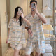 Strickjackenpaar Pyjama für Frauen Sommerklimaanlage Kleidung für Männer Baumwolle Hauskleidung für Männer Baumwollseide Männer können kurzärmelige Baumwollanzug Dünn 9902 Krawatten-Dye Amber L tragen
