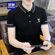 
ROMON short-sleeved T-shirt for men 2025 new summer new youth simple trend half-sleeved lapel Polo shirt clothes K12801 green L