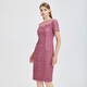 Ma Tiannu Spring and Summer New Pink Embroidered Lace Short Sleeve Dress Gown Hip MTS738DR0 Pink S