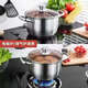 316 extra thick food-grade stainless steel soup pot for household stew, porridge, hot pot, steamer, gas stove, induction cooker, free high-grade inner-view explosion-proof lid 24cm