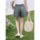 Zihan (ZIHAN) Zihan wide-leg casual shorts for women in summer 2025 new Japanese simple loose high waist slimming straight pants pine dark green XL