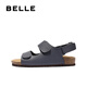 Belle confortable Sandales décontractées pour hommes 2025 Été Nouveau Velcro Birkenstock Chaussures de plage B3733BL5 Dark Blue 42 (260 mm)