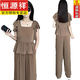 Hengyuanxiang Hot-Casual-Anzug für Frauen im Sommer im Sommer neuer Stil, schlanker und kleiner kurzärmeliger Hose mit weitem Bein zweiköpfiger Set, Black Top + Hosen, Factory Direct Sales L empfohlen 100-110jin [Jin gleich 0,5 kg]