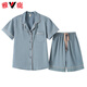 Yalu High-End-Shortsleeved Shorts Pyjamas Damen Seide Neue Sommer Satin Anzug Dünne Freizeitkleidung 3899 Hellgrau M (Gewicht 85 bis 99)