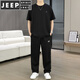 JEEP SPIRIT短袖套装男夏季冰丝t恤男装潮流痞帅一套搭配 829黑色 高品质 M 80-100斤
