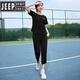 JEEP SPIRIT running yoga suit summer thin fast-drying cropped pants morning jogging slimming sports fitness clothing women's suit 1371 purple clothes purple pants M Recommended weight 90-100 Jin [Jin equals 0.5 kg]