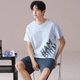 
SEPTWOLVES summer modal pajamas men's round neck short-sleeved suit Korean-style printed casual and thin men's home clothes Y6627 L