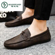 啄木鸟豆豆鞋男2025新款春季男鞋英伦男士休闲皮鞋潮流百搭皮面休闲板鞋 YL-D826棕色 39