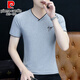Pierre Cardin Sommer Herren reines Baumwoll kurzärmel halb Ärmeln Hühnchen Herzkragen Mode vielseitig trendy oberem atmungsaktivem dünnem geprägter T-Shirt Ypd7029 Weiß M.