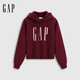 Gap Women's 2025 Autumn New Logo Chain Embroidery Loose Fleece Short Hoodie Sweatshirt 792554
