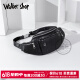 Walker Shop男士胸包真皮男腰包2025年新款休闲单肩斜挎包多功能大容量手机包 黑色