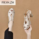 Fr.yh.zh Feili Lu Luxury Chaussures pour femmes Xiaobun Fish Mouth Chaussures Table Sandals Tongxiang City Zhouquan Aimei En cuir Shoes Store Mr.DE Black [Quality Direct Shipping] 34