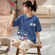 Super Fat Plus Women's 260 Jin [Jin ist gleich 0,5 kg] Heimkleidung Pyjamas Special Summer Cotton Kurzärmel 7 Minuten dunkelblau B9923 m (80-100 Jin [Jin entspricht 0,5 kg]))