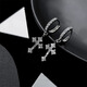 BJYL full diamond cross ear clip without pierced earrings men's hip-hop earrings trendy high-end niche earrings handsome men cross earrings single need piercing
