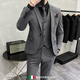BUSYCONG轻奢品牌西服套装男士潮流韩版修身结婚礼服商务休闲西装三件套 9889#双扣黑色西装+马甲+西裤 S