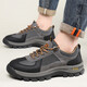 Chaussures pour hommes en cuir authentique Spring Nouvelle randonnée extérieure Chaussures de randonnée respirante Chaussures de papa décontractées pour hommes confortables Chaussures de sport B9880 Brown foncé 42